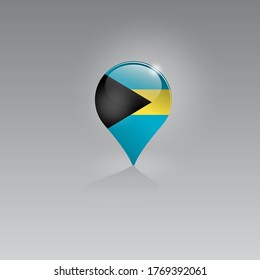 3d image of a geolocation symbol on a gray background. Tourism and leisure in BAHAMAS. Design for banners, posters, web sites, advertising. Vector illustration.