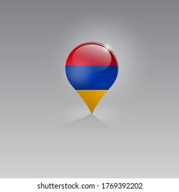 3d image of a geolocation symbol on a gray background. Tourism and leisure in ARMENIA. Design for banners, posters, web sites, advertising. Vector illustration.
