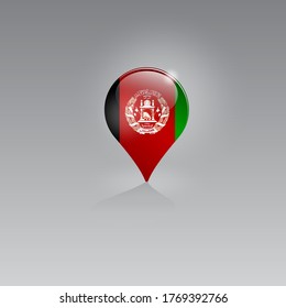 3d image of a geolocation symbol on a gray background. Tourism and leisure in AFGHANISTAN. Design for banners, posters, web sites, advertising. Vector illustration.