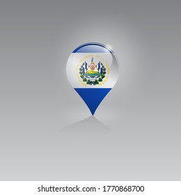 3d image of a geolocation symbol on a gray background. Tourism and leisure in EL SALVADOR. Design for banners, posters, web sites, advertising. Vector illustration.
