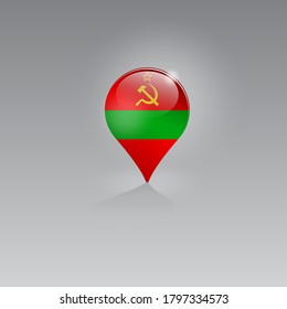 3d image of a geolocation symbol on a gray background. Tourism and leisure in PRIDNESTROVIAN MOLDAVIAN REPUBLIC. Design for banners, posters, web sites, advertising. Vector illustration.