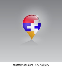 3d image of a geolocation symbol on a gray background. Tourism and leisure in NAGORNO-KARABAKH REPUBLIC. Design for banners, posters, web sites, advertising. Vector illustration.