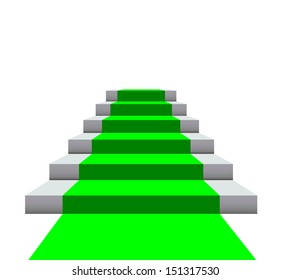 3d image of GREEN  carpet on stairs
