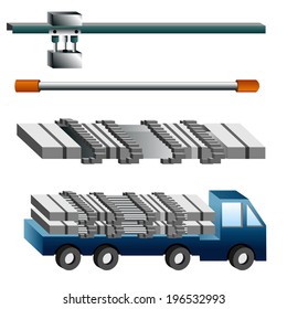 A 3d image of marking, packing, and shipping of steel.