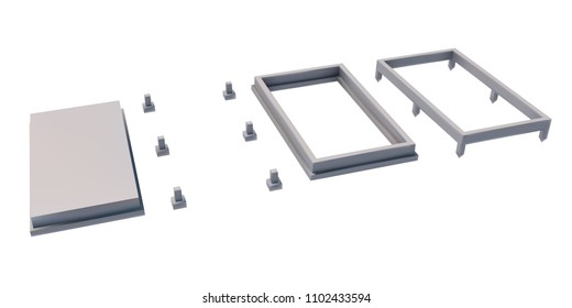 3D image pad, pile, strip and raft foundation. Vector illustration