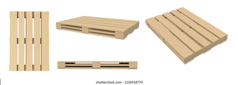 3D image of pallets. Packaging and transportation of goods. Vector illustration. Storage boxes.