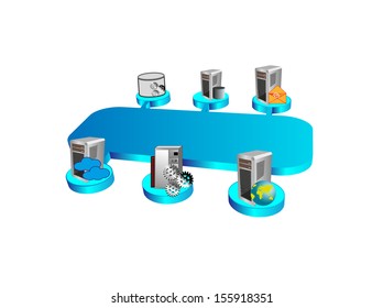 3D image of Service Oriented Architecture and Enterprise applications