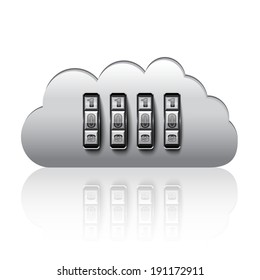 3d image, virtual safe in grey cloud