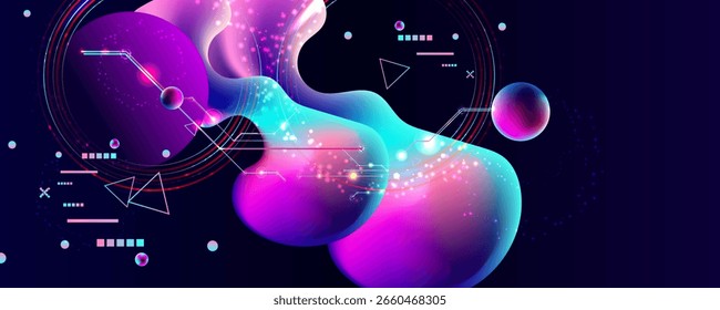 3D and Immersive Int Colors in design futuristic cyberpunk elements abstraction background Sunset Coral vaporwave retrowave Electric Blue 