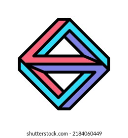3d impossible geometric shape color icon vector. 3d impossible geometric shape sign. isolated symbol illustration