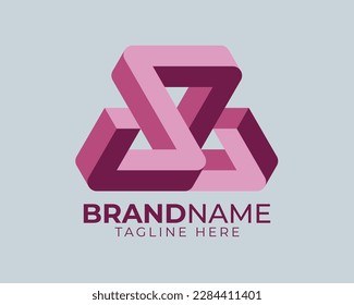 3d impossible geometric shape as initial letter of A Z S 7