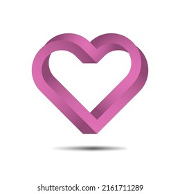3D impossible heart and white background vector illustration  Pink gradient outlined love heart for valentine's day  Heart wallpaper 