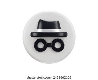 ilustración vectorial de icono de modo de incógnito 3d