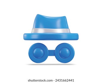 3d incognito mode internet safety icon