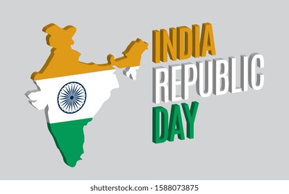 3D India map and text with grey background