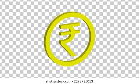 3D indian rupee logo isolated on transparent background. vector illustration. 