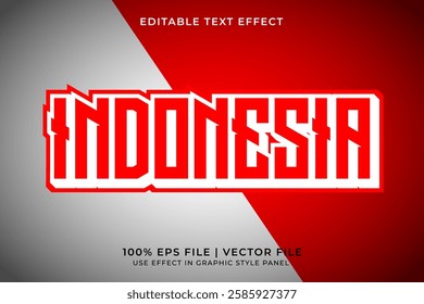 3D Indonesia Flag Editable Text Effect. Independence day of Indonesia element