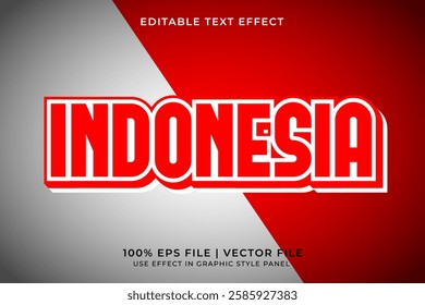 3D Indonesia Flag Editable Text Effect. Independence day of Indonesia element