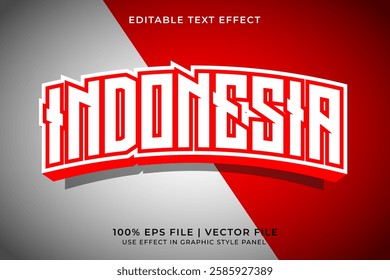 3D Indonesia Flag Editable Text Effect. Independence day of Indonesia element