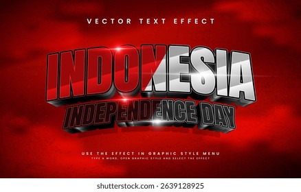 3d Indonesia independence day, editable vector text effect. Asian concept, suitable for celebrating indonesia event theme.