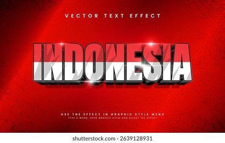 3d Indonesia style, editable vector text effect. Asian concept, suitable for celebrating indonesia event theme.