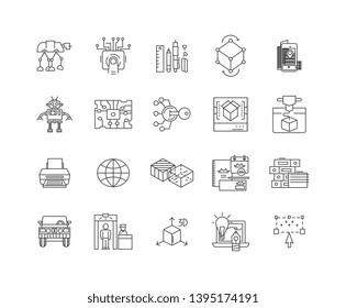 3d industry line icons, signs, vector set, outline illustration concept 