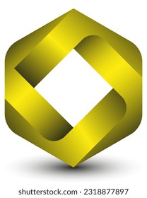 3d infinite gold logo design vector. Impossible logo rhomb isolated