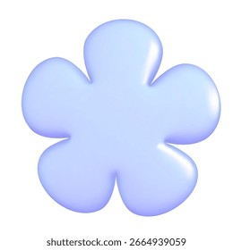 Flor inflable 3D aislada en un fondo blanco. Forma plástica del Vector en estilo de los años 90	