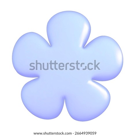 3D inflatable flower isolated on a white background. Vector plastic shape in 90s style	
