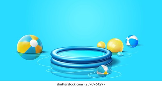 3D Inflatable Pool with Floating Beach Balls – Summer Fun