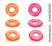 3d inflatable rings. Isolated rubber ring wheel, pool toys swim sea balloons realistic circle lifebuoy for floater swimming buoy tube summer round object tidy vector illustration. Inflatable rubber 3d