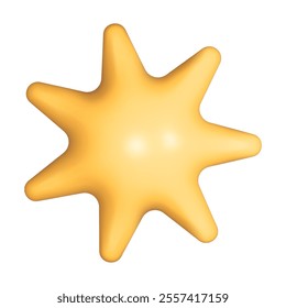 3D inflated seven-pointed star with reflective yellow plastic texture.
