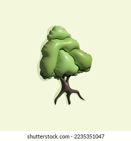 3d inflated tree with green foliage