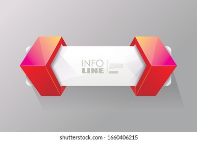 3D info banner. Vector bright sign.