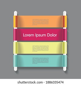 3D info banner. Vector bright sign.