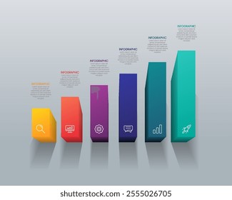 3D Infographic Bar Chart Template