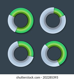 3D Infographic Chart Ring Diagram Set. Vector illustration