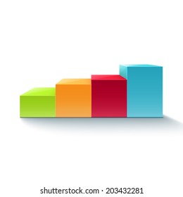 3D infographic colorful chart diagram. Graph. Vector illustration