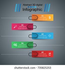 3D infographic design template and clip, pin icons. Vector, eps 10