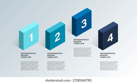 3D infographic design template. Four steps or options vector infographic layout.