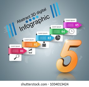 3D infographic design template and marketing icons.