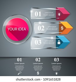 3D infographic design template and marketing icons.