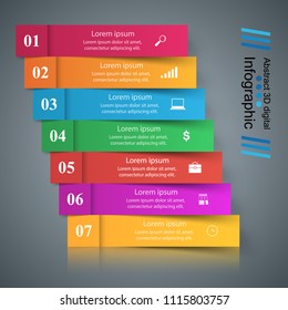 3D infographic design template and marketing icons.