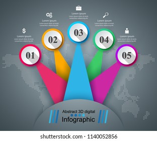 3D infographic design template and marketing icons.