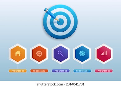 3D infographic design template and marketing icons