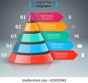 3d Infographic Design Template And Marketing Icons. Cone Icon.