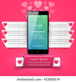 3D infographic design template and marketing icons. Business Infographics origami style Vector illustration. Smartphone icon.