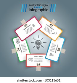 3D infographic design template and marketing icons.