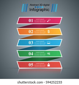 3D infographic design template and marketing icons.