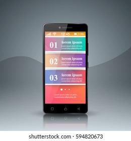 3D infographic design template and marketing icons. Business Infographics origami style Vector illustration. Smartphone icon.
